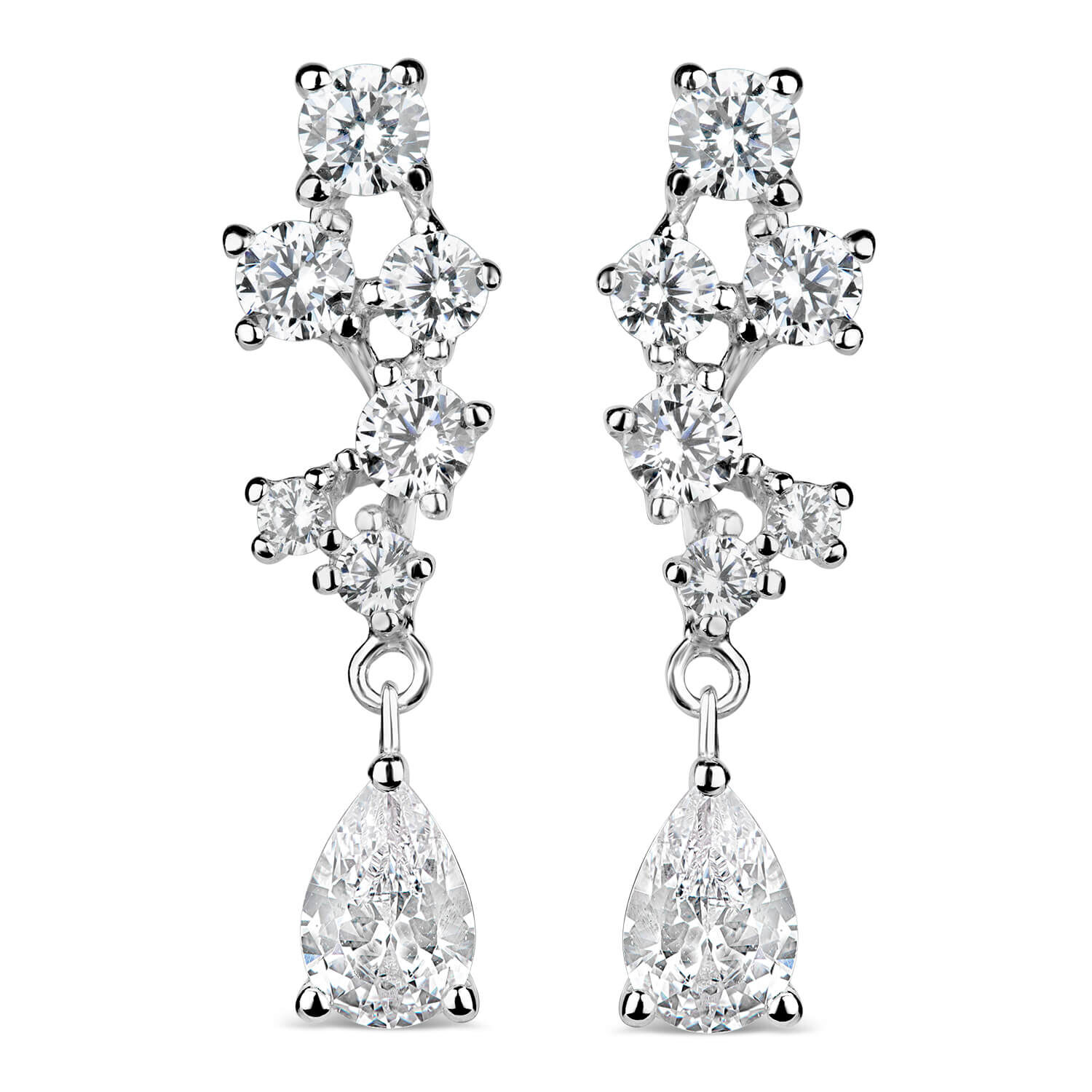 Silver diamond drop store earrings