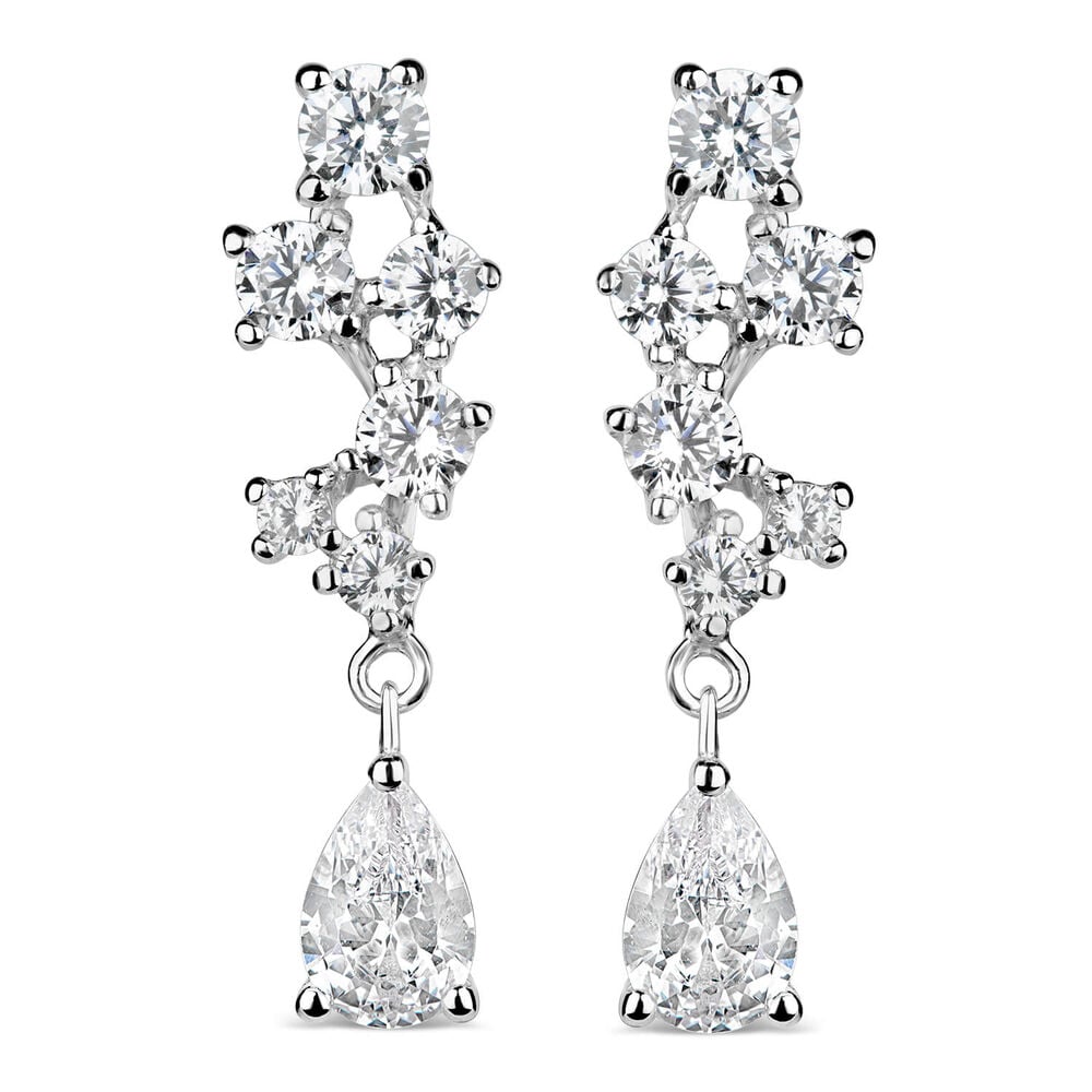 Sterling Silver Cubic Zirconia Pear Drop Earrings image number 0