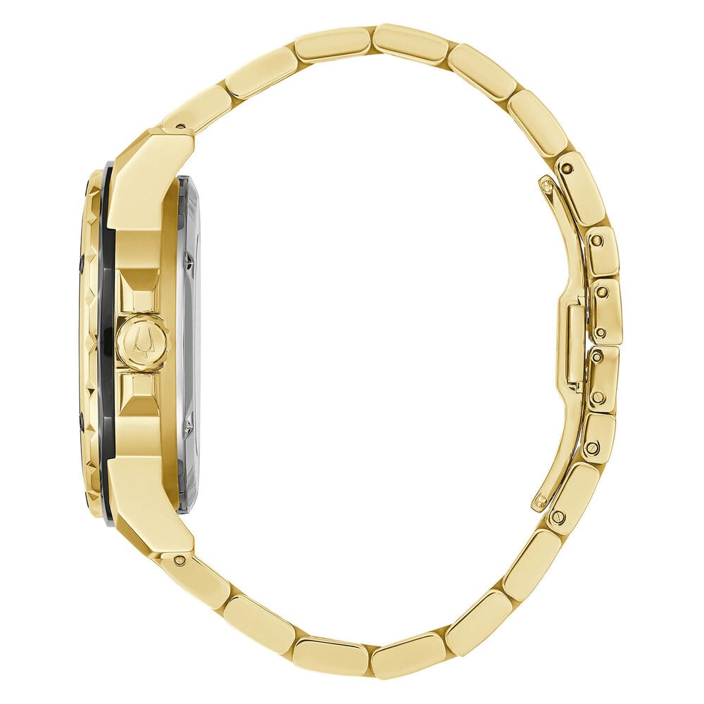 Bulova Men's Marine Star Black Dial Yellow Gold PVD Bracelet Watch image number 1