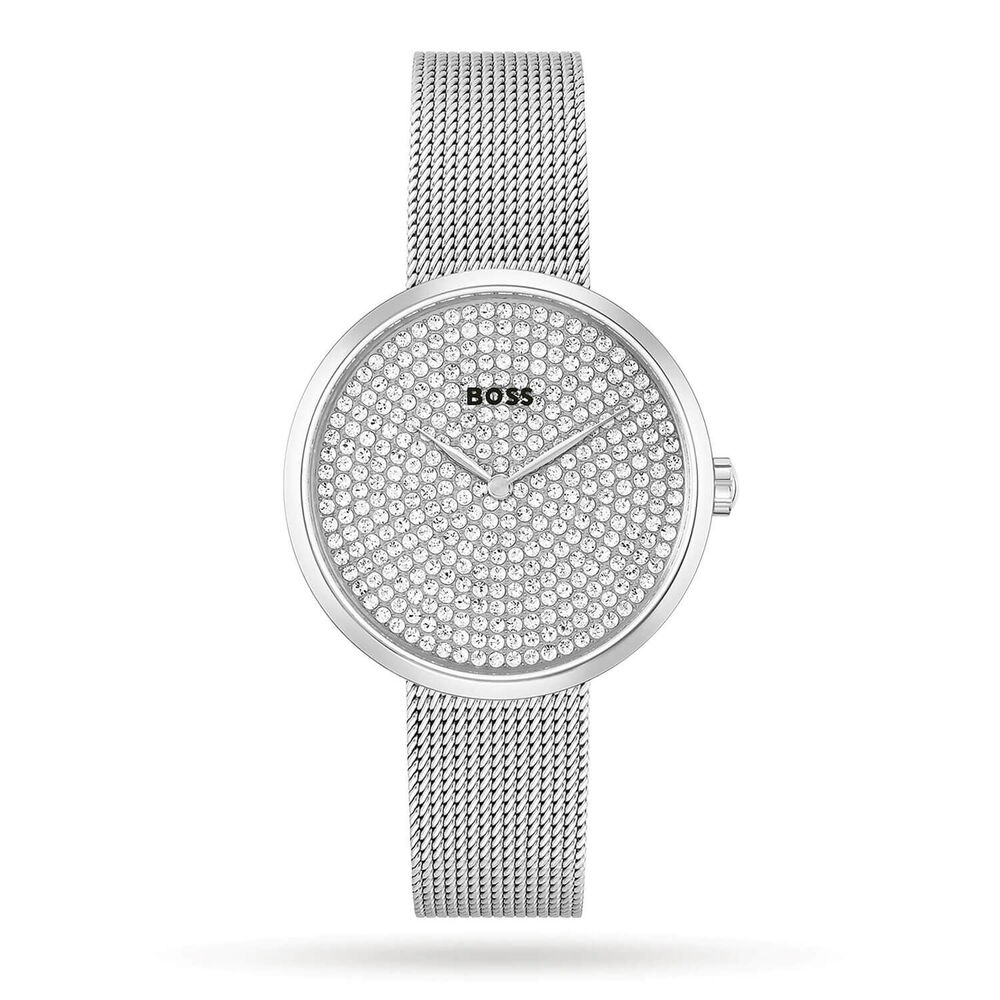 BOSS Praise 36mm Cubic Zirconia Dial Mesh Bracelet Watch