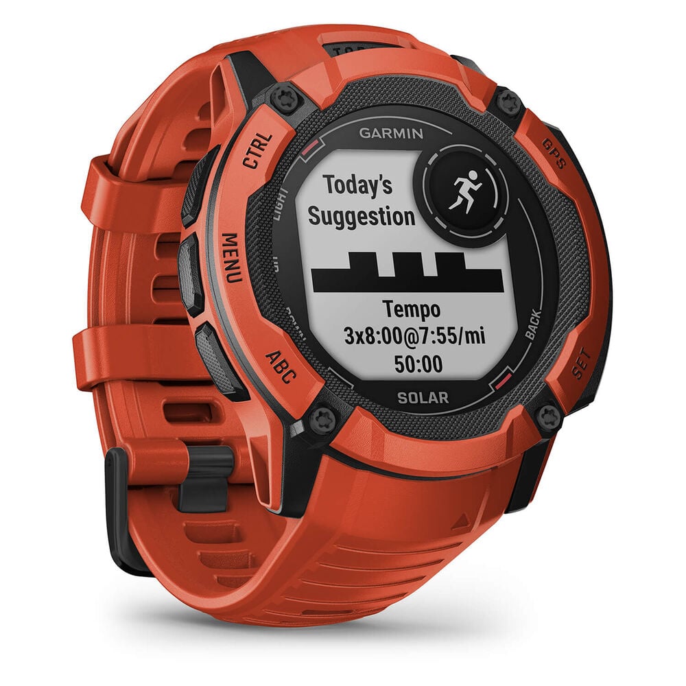 Garmin Instinct 2x Solar Flame Red 50mm Silicone Strap Watch image number 1