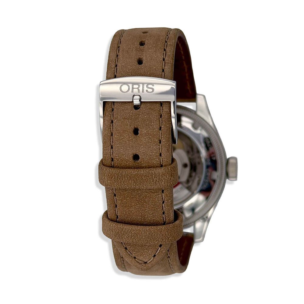 Pre-Owned Oris Big Crown Pointer Date 40mm Blue Dial Brown Leather Strap Watch