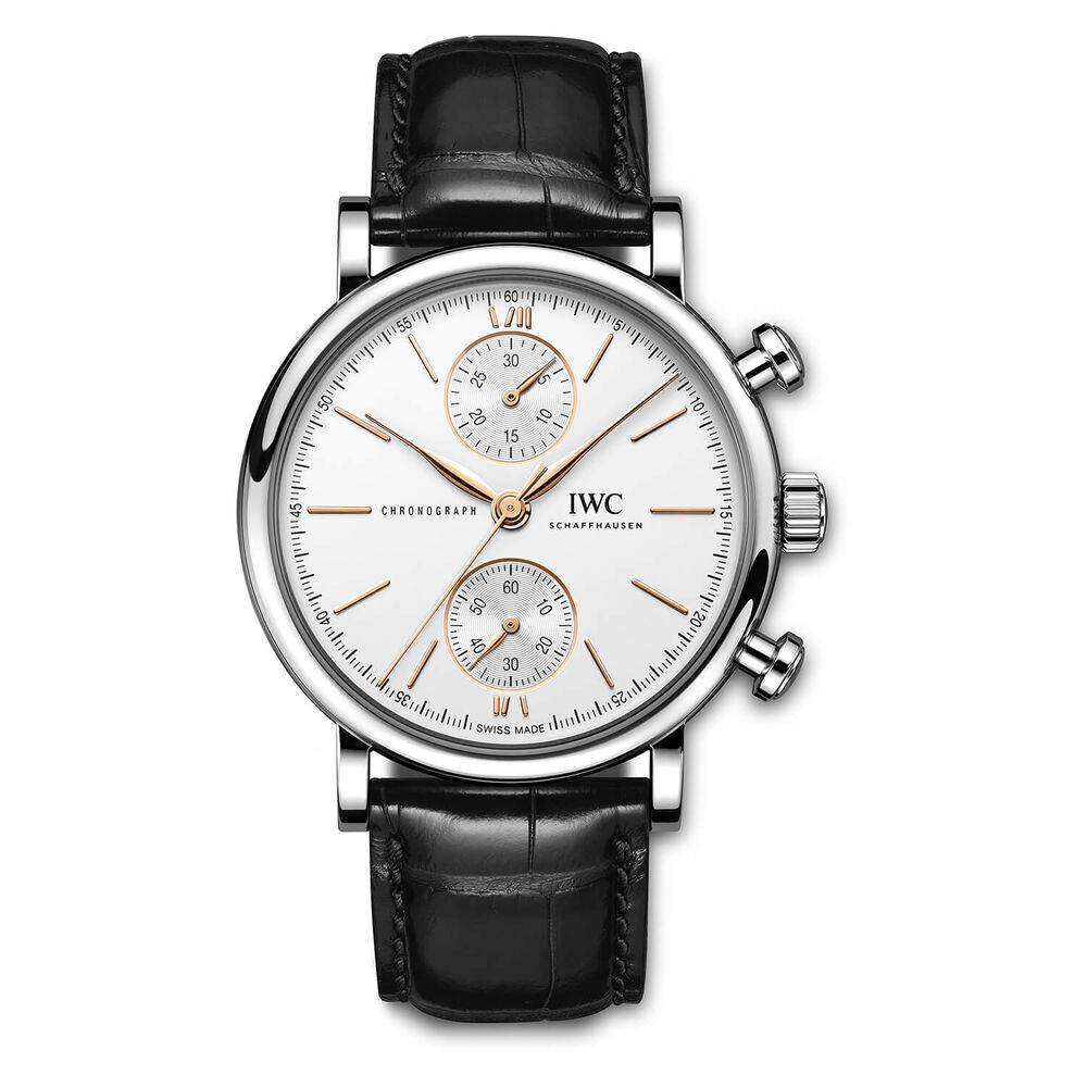 IWC Schaffhausen Portofino Chronograph 39 Silver Dial Black Strap Watch image number 0