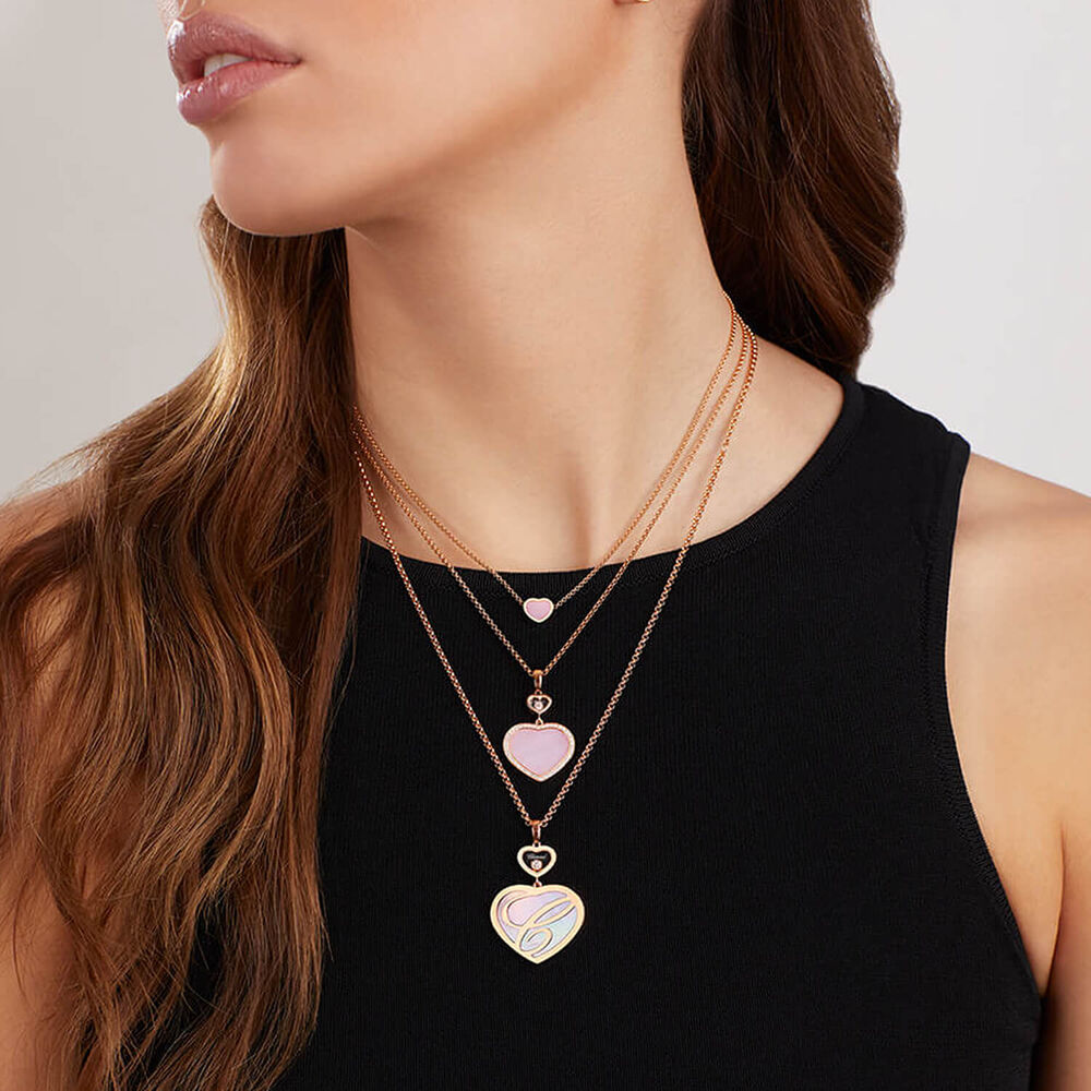 Chopard My Happy Hearts 18ct Rose Gold Pink Opal Necklace image number 3