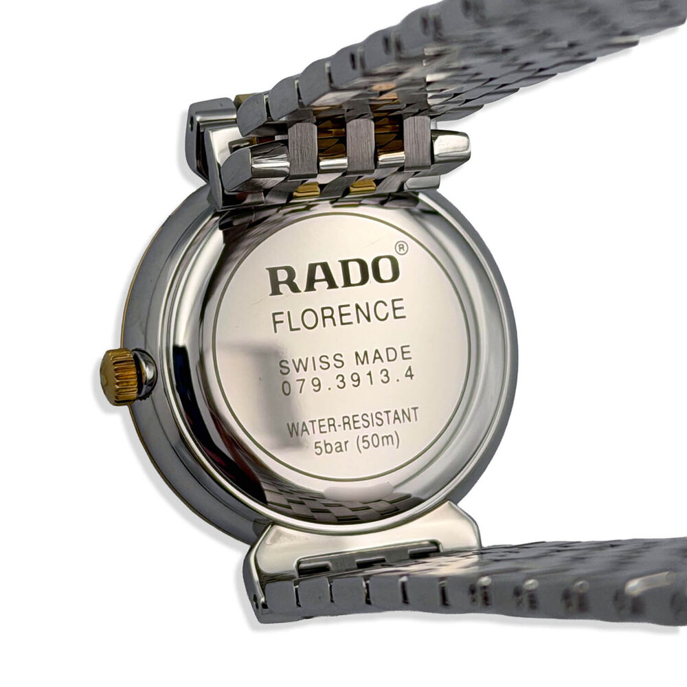 Pre-Owned Rado Florence 30mm Quartz Black Diamond Dot Dial Steel & Yellow Gold Bracelet Watch