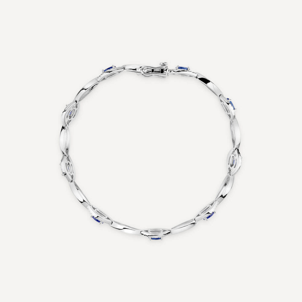 9ct White Gold Sapphire & 0.71ct Oval Diamond Bracelet image number 3