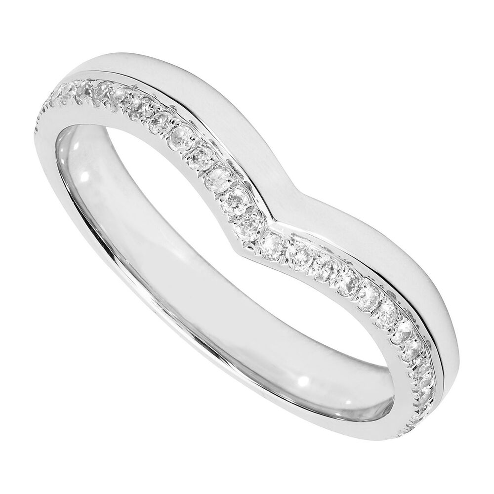 Ladies' platinum 0.15 carat diamond wishbone wedding ring