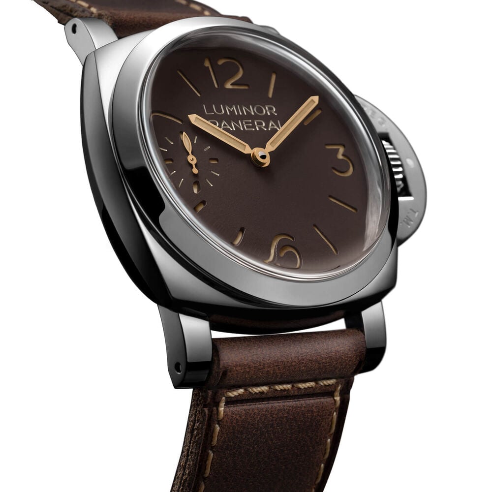 Panerai Luminor 44mm Tobacco Dial Dark Brown Leather Strap Watch