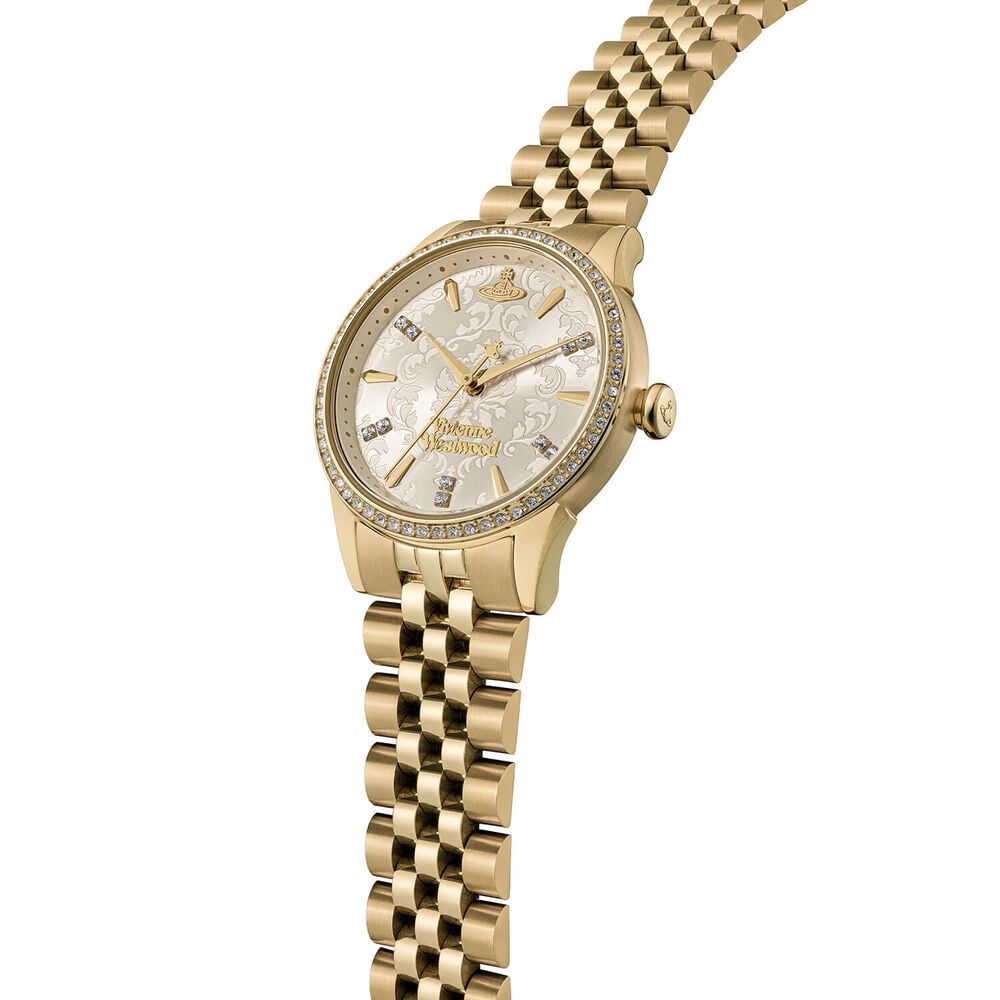 Vivienne Westwood Little Wallace 32mm Champagne Dial Gold Steel Bracelet Watch image number 1