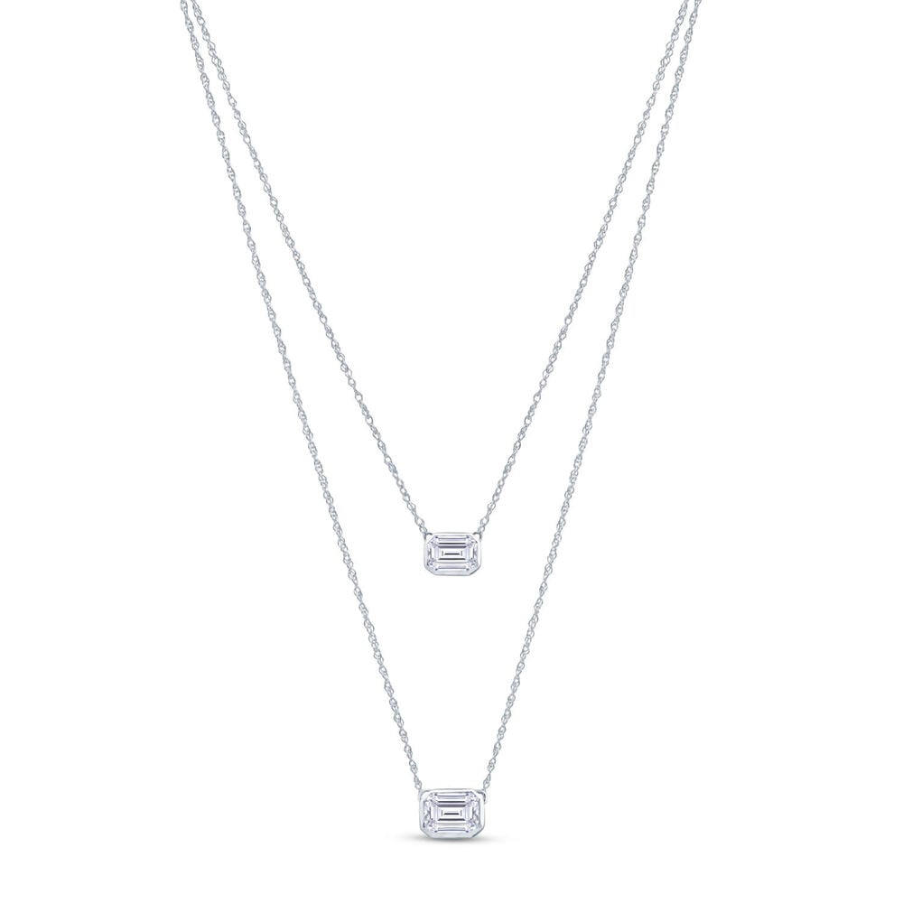Born Contour 9ct White Gold 0.40ct Emerald Lab Grown Diamond Double Necklet