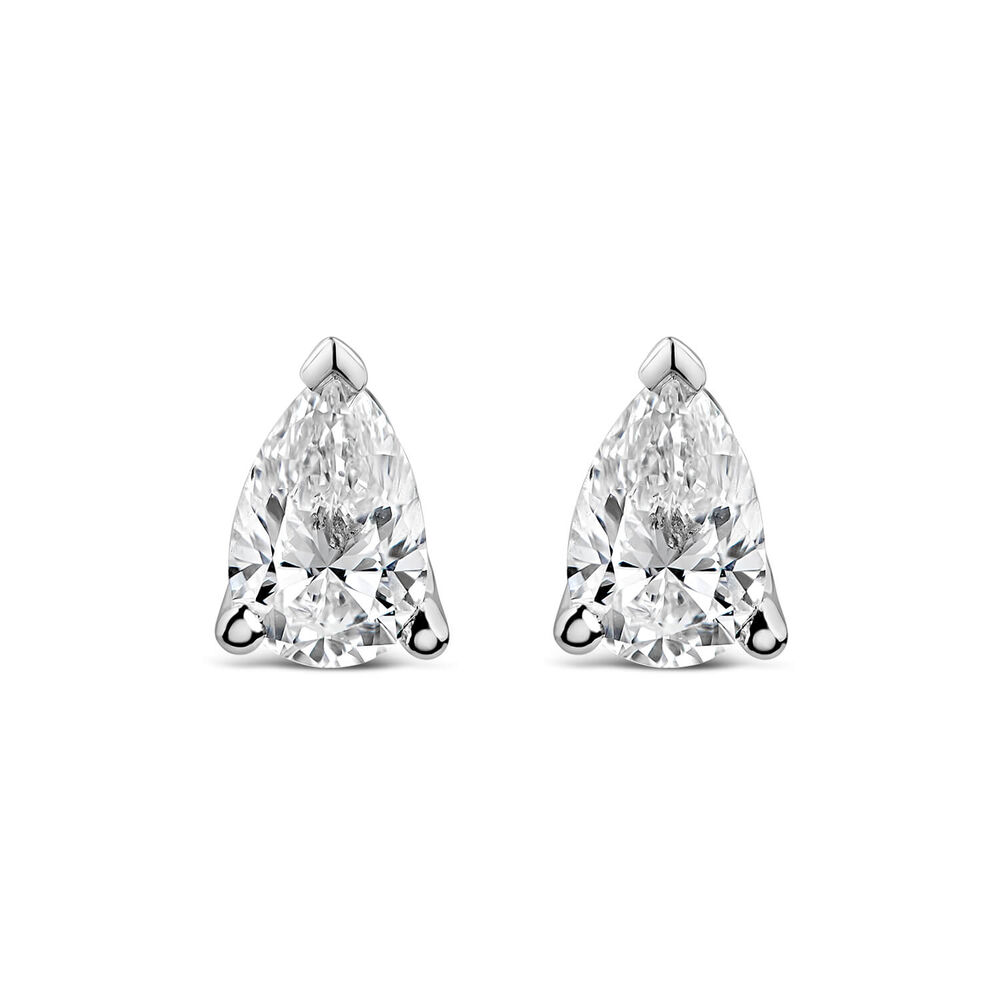 Born 18ct White Gold Lab Grown 1.40ct Diamond Pear Stud Earrings image number 0