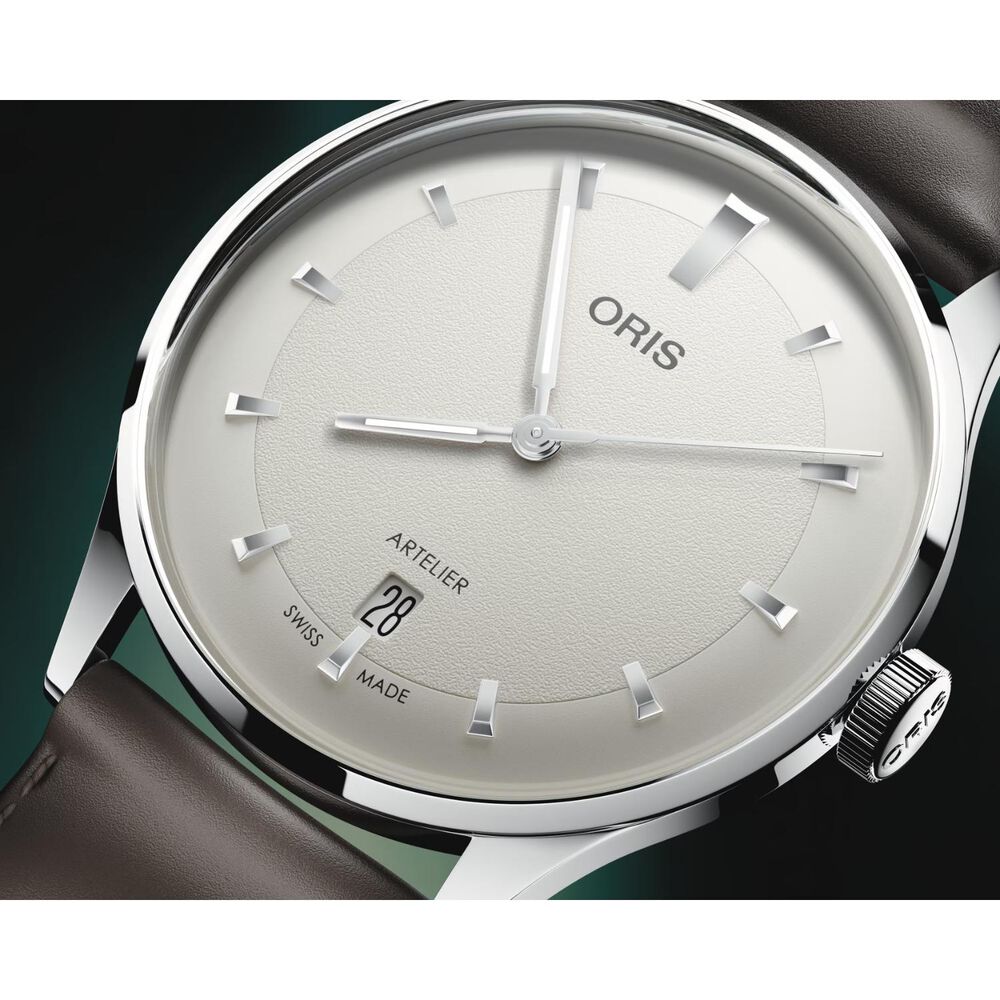 Oris Artelier Date 38mm White Dial Black Leather Strap Watch