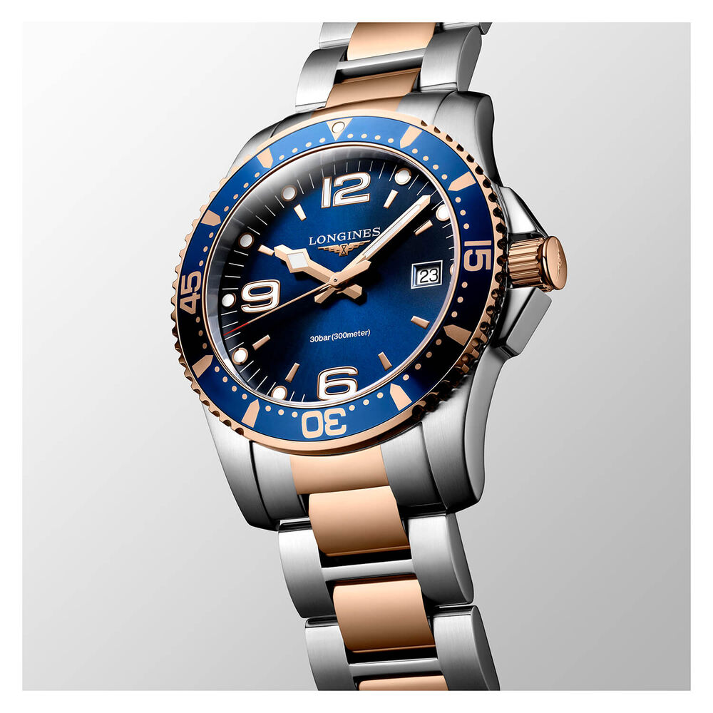 Longines Diving HydroConquest Blue Rose Gold & Steel Case Bracelet Watch image number 3