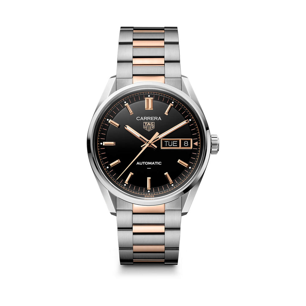 TAG Heuer Carrera Day-Date 41mm Black Dial Two Tone Steel Bracelet Watch