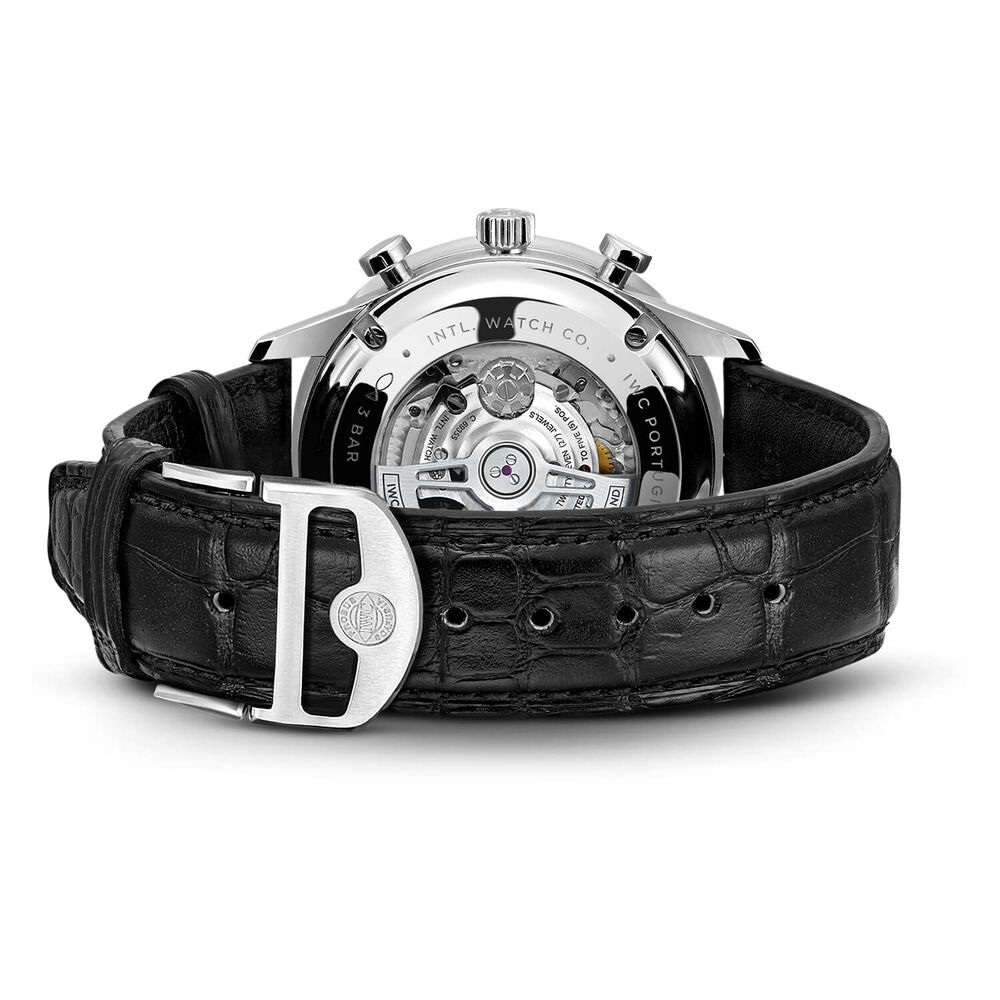 IWC Schaffhausen Portugieser Chronograph Blue Dial Black Strap Watch image number 5