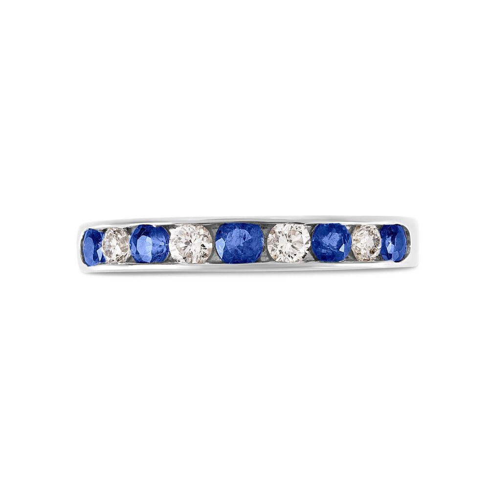 18ct White Gold 0.28ct Diamond and Sapphire Channel Set Ring image number 1