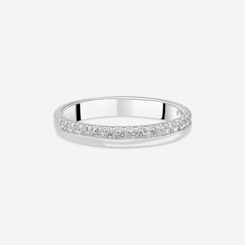 Platinum 3mm 0.20ct Round Offset Diamond Wedding Ring image number 2
