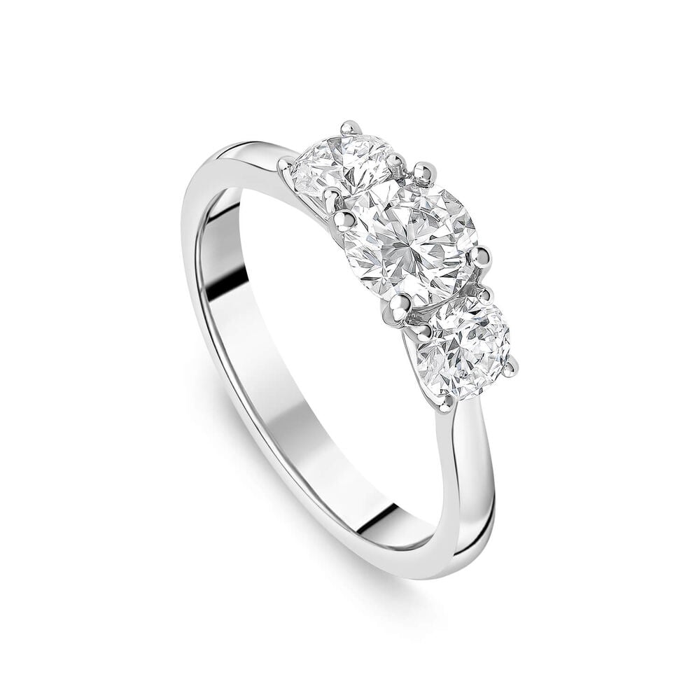 Born Platinum Lab Grown 1 carat 3 Stone Round Brilliant Diamond Ring
