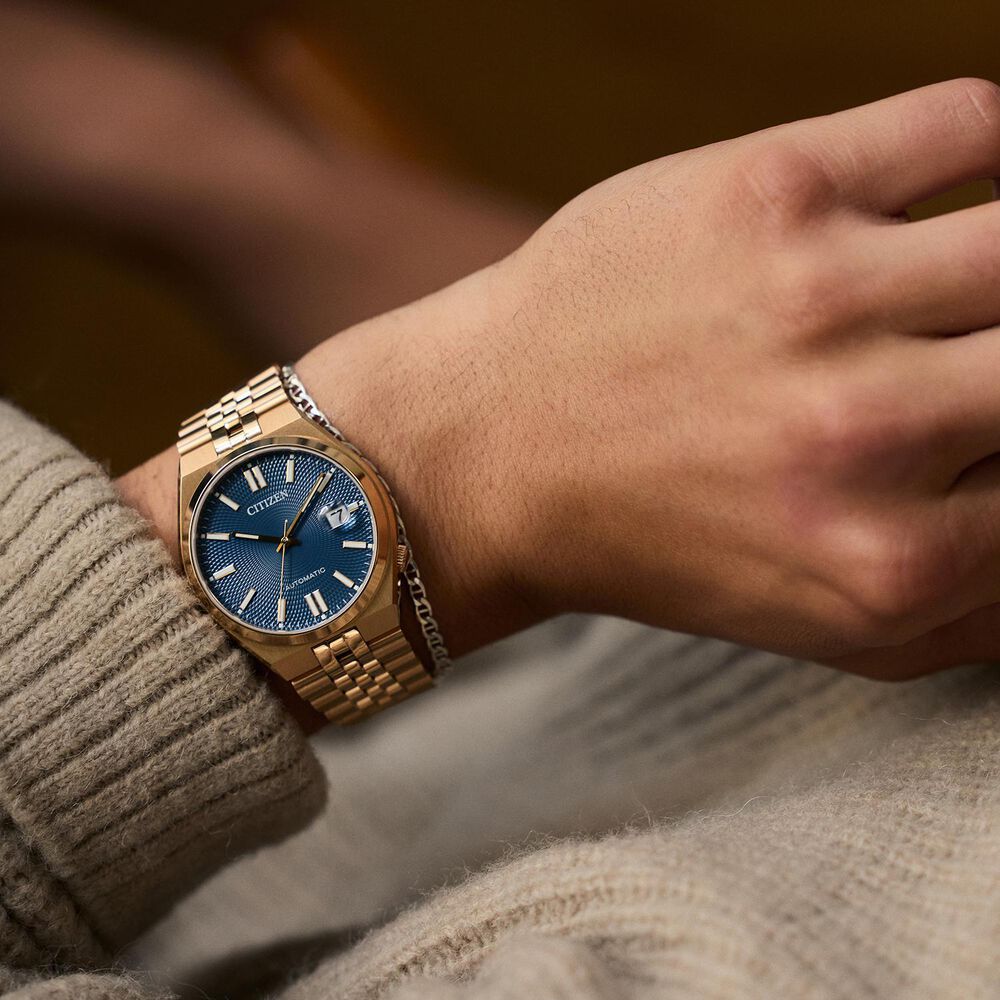 Citizen Tsuyosa 60 Automatic 40mm Blue Dial Rose Gold Toned Steel Bracelet Watch image number 8