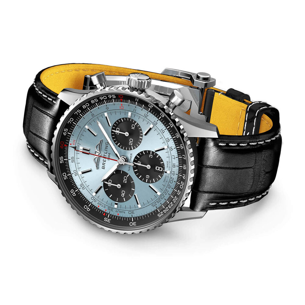 Breitling Navitimer B01 Chronograph 43 Ice Blue Dial Black Details Black Strap Watch image number 2