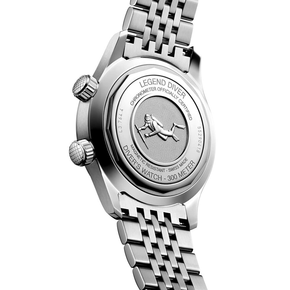 Longines Legend Diver 39mm Black Dial Stainless Steel Case Bracelet Watch image number 5