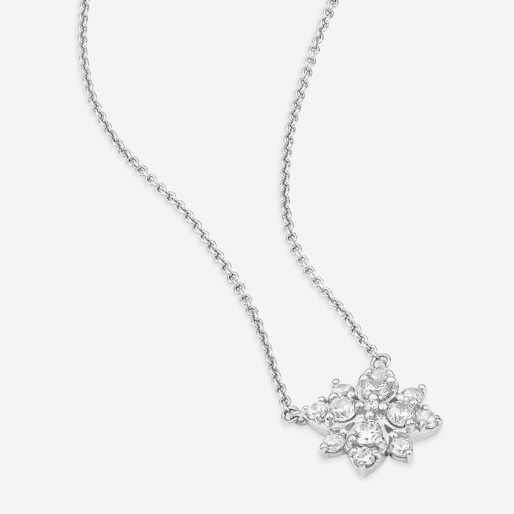 9ct White Gold 0.33ct Diamond Flower Cluster Pendant image number 2