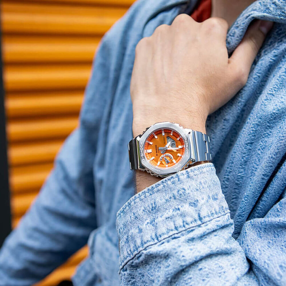 G-SHOCK G-STEEL 49.3mm Orange Dial Stainless Steel Bracelet Watch image number 3