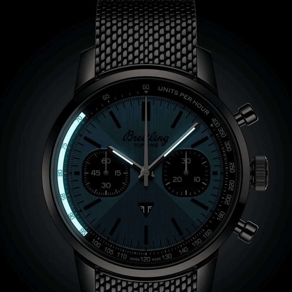 Breitling Top Time B01 Triumph 41mm Blue & Black Chrono Dial Steel Bracelet Watch image number 4