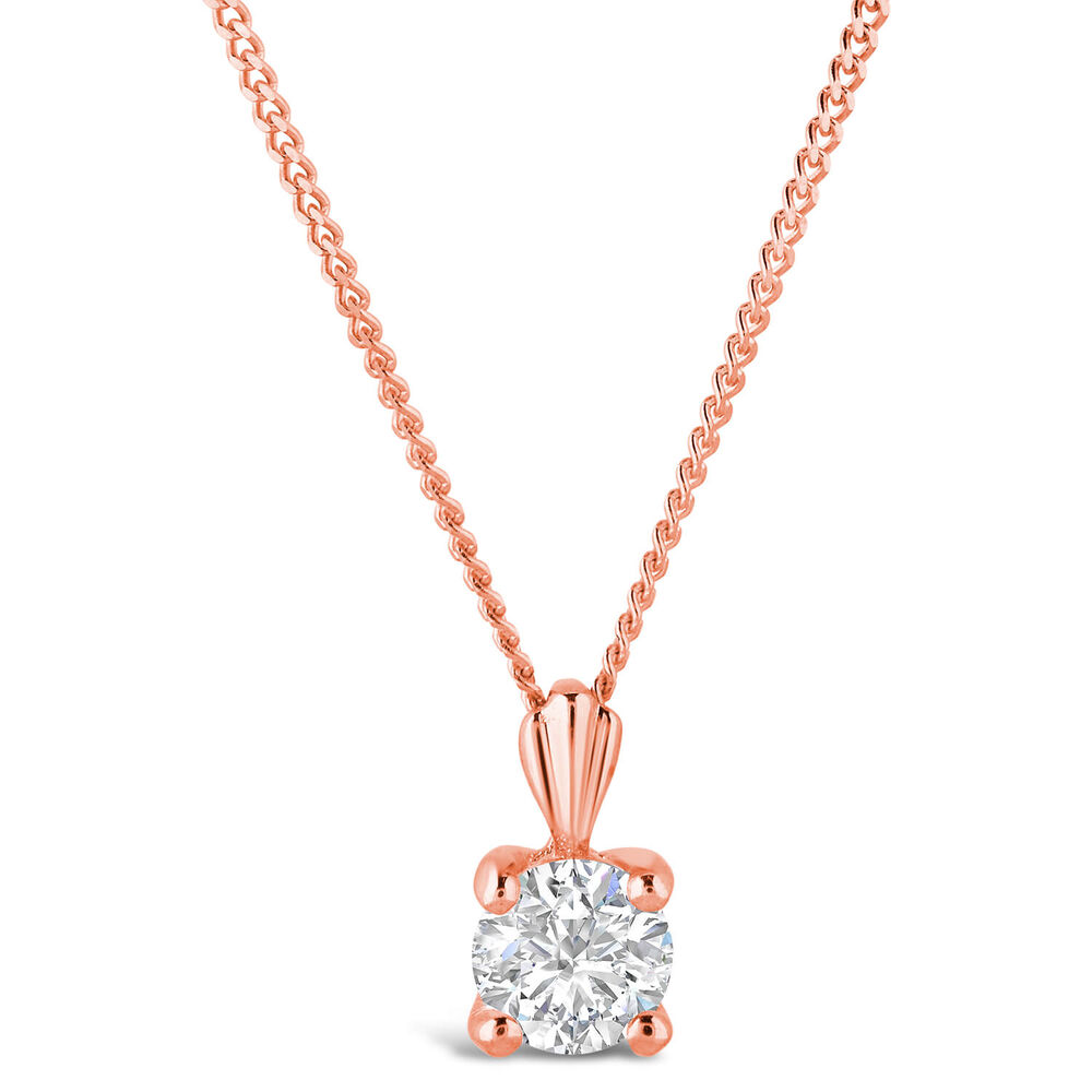 9ct Rose Gold 4mm Four Claw Cubic Zirconia Set Pendant (Chain Included) image number 0