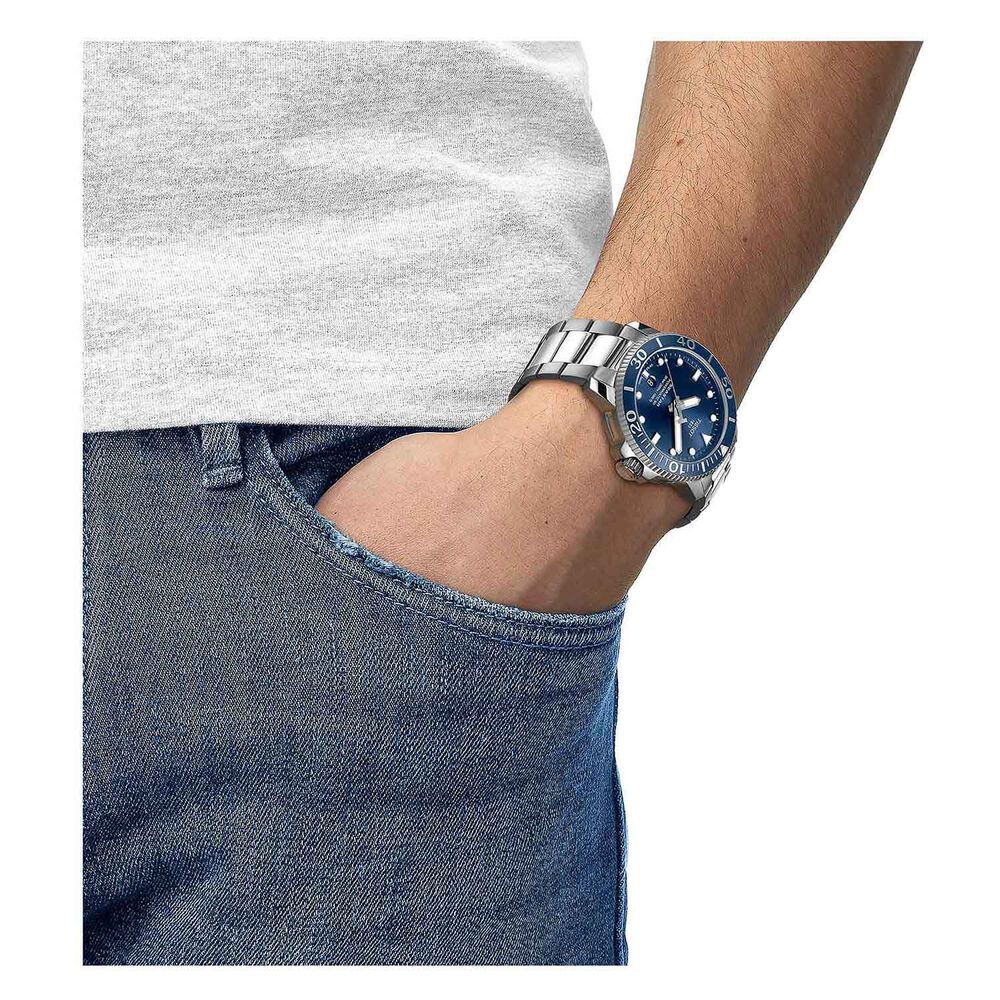 Tissot Seastar Powermatic80 43mm Blue Dial Steel Case Bracelet Watch image number 3