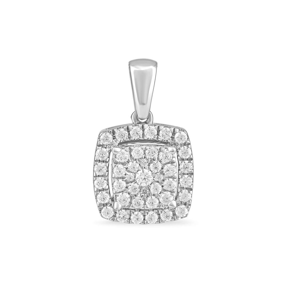 Platinum 0.50 Carat Square Cluster Halo Pendant image number 0