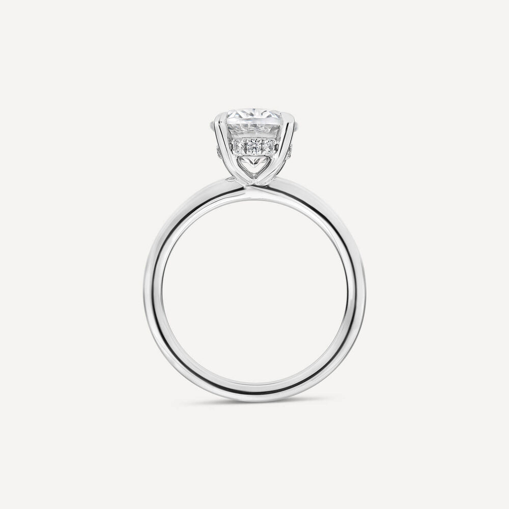 Born Platinum 2.11ct Lab Grown Oval Peg Head Mount Diamond Ring image number 3