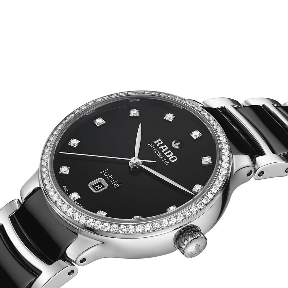 Rado Centrix 30.5mm Black Dial Duo Tone Steel & Ceramic Bracelet Watch image number 1