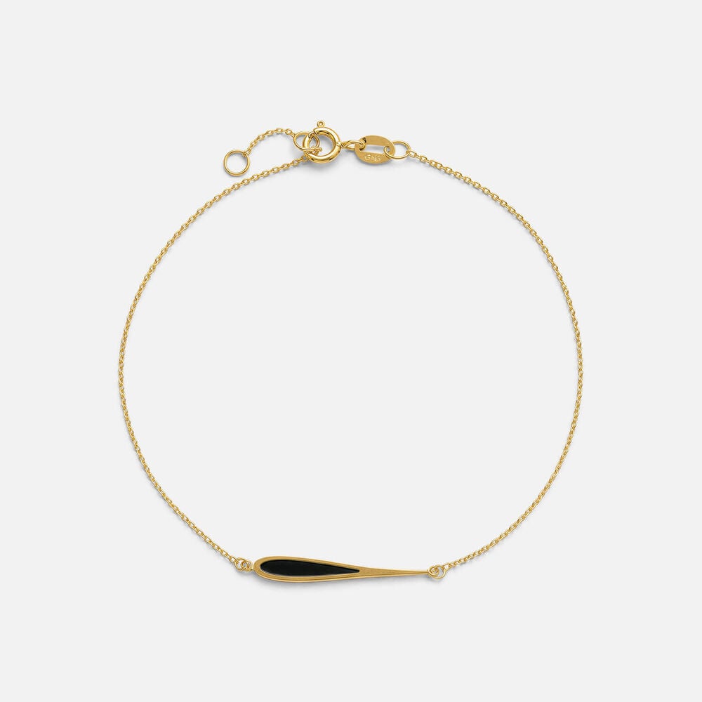 9ct Yellow Gold Black Enamel Teardrop Bracelet