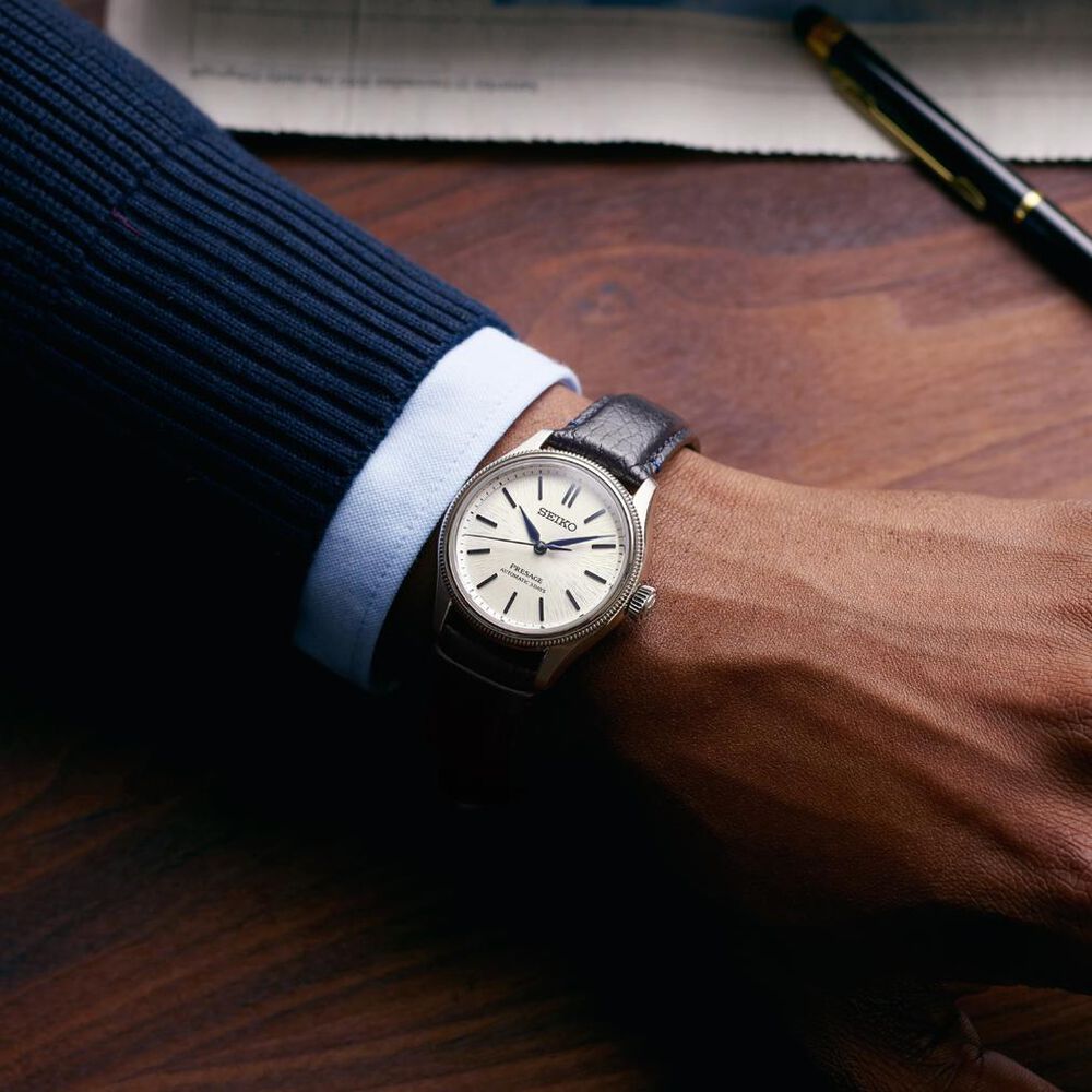 Seiko 145th Anniversary Presage Classic Series Limited Edition 'Shiro-neri' Leather Strap Watch