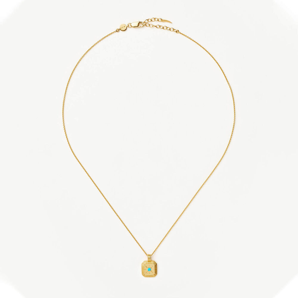 Missoma 18ct Gold Vermeil Silver Dyed Turquoise Magnesite December Birthstone Pendant Necklace