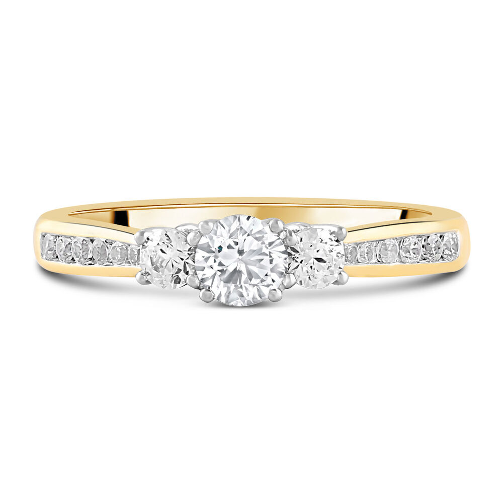 18ct Yellow Gold 0.50ct Trilogy Diamond Tulip Setting Ring