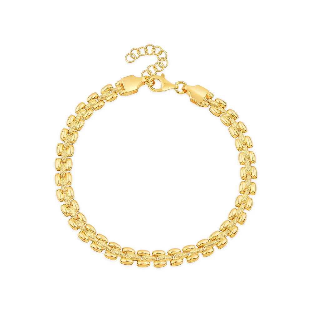 Yellow Gold Plated Sterling Silver Brick Link Bracelet