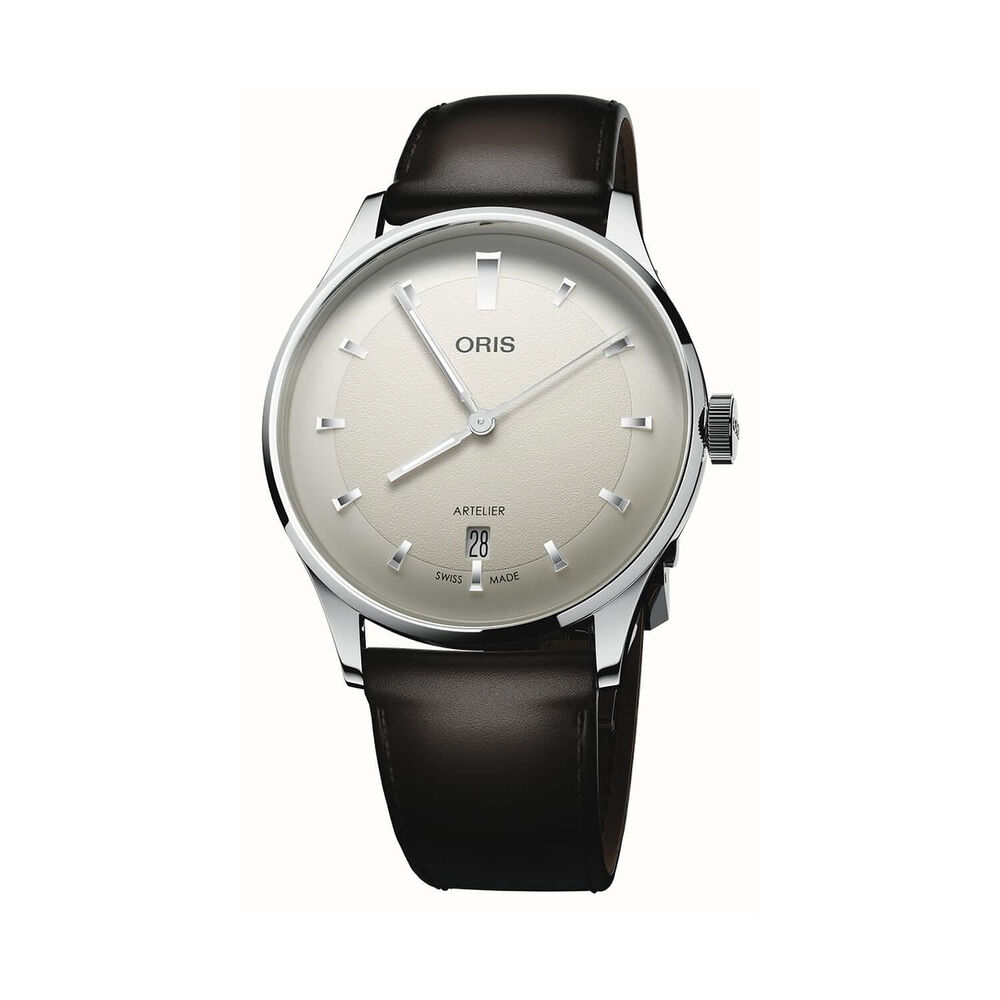 Oris Artelier Date 38mm White Dial Black Leather Strap Watch