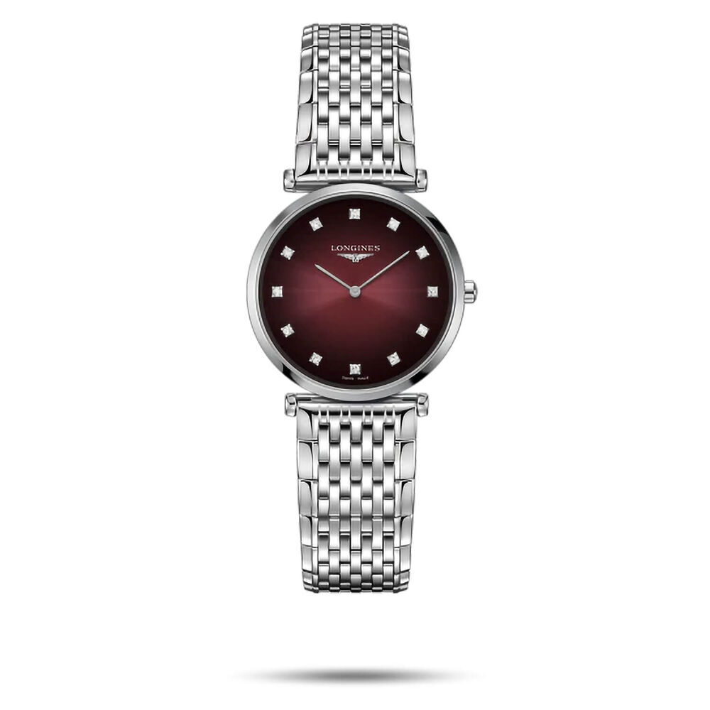 Longines Elegance La Grande Classique 29mm Quartz Purple Dial Steel Case Bracelet Watch