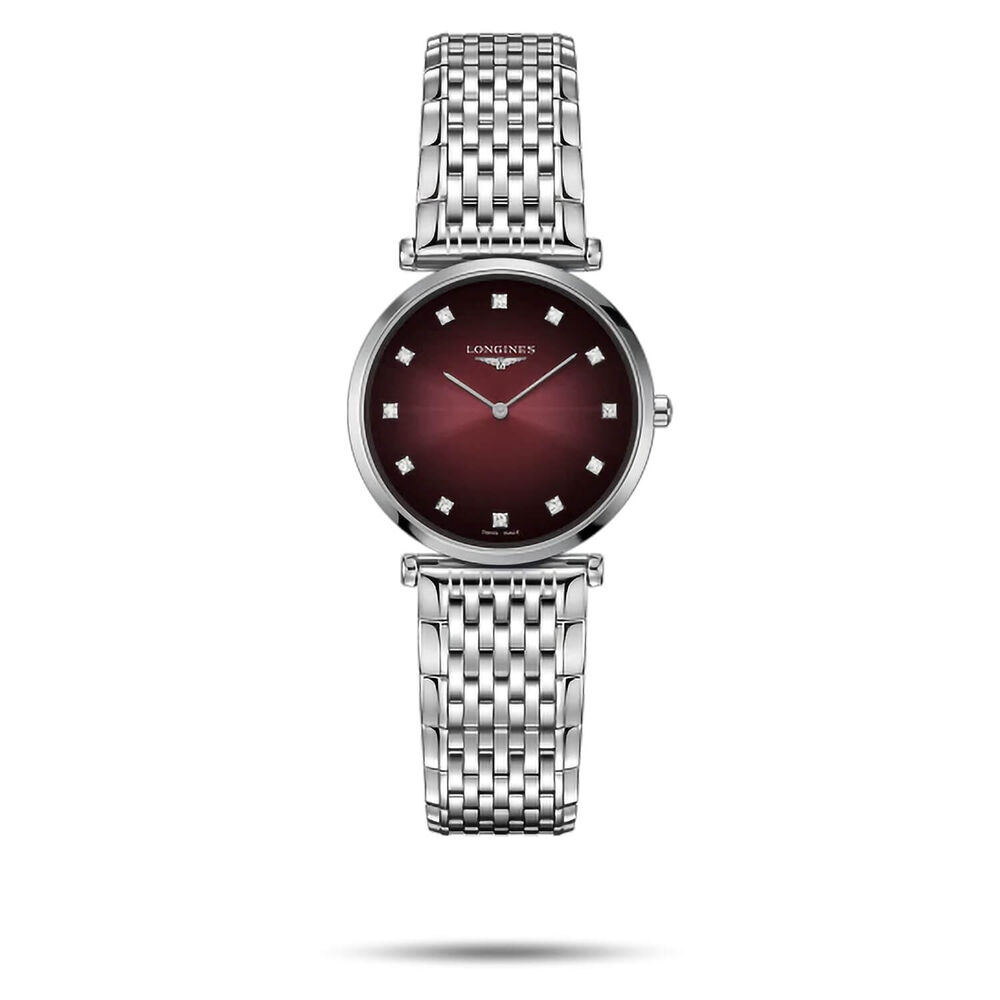 Longines Elegance Le Grande Classique 29mm Quartz Purple Dial Steel Case Bracelet Watch
