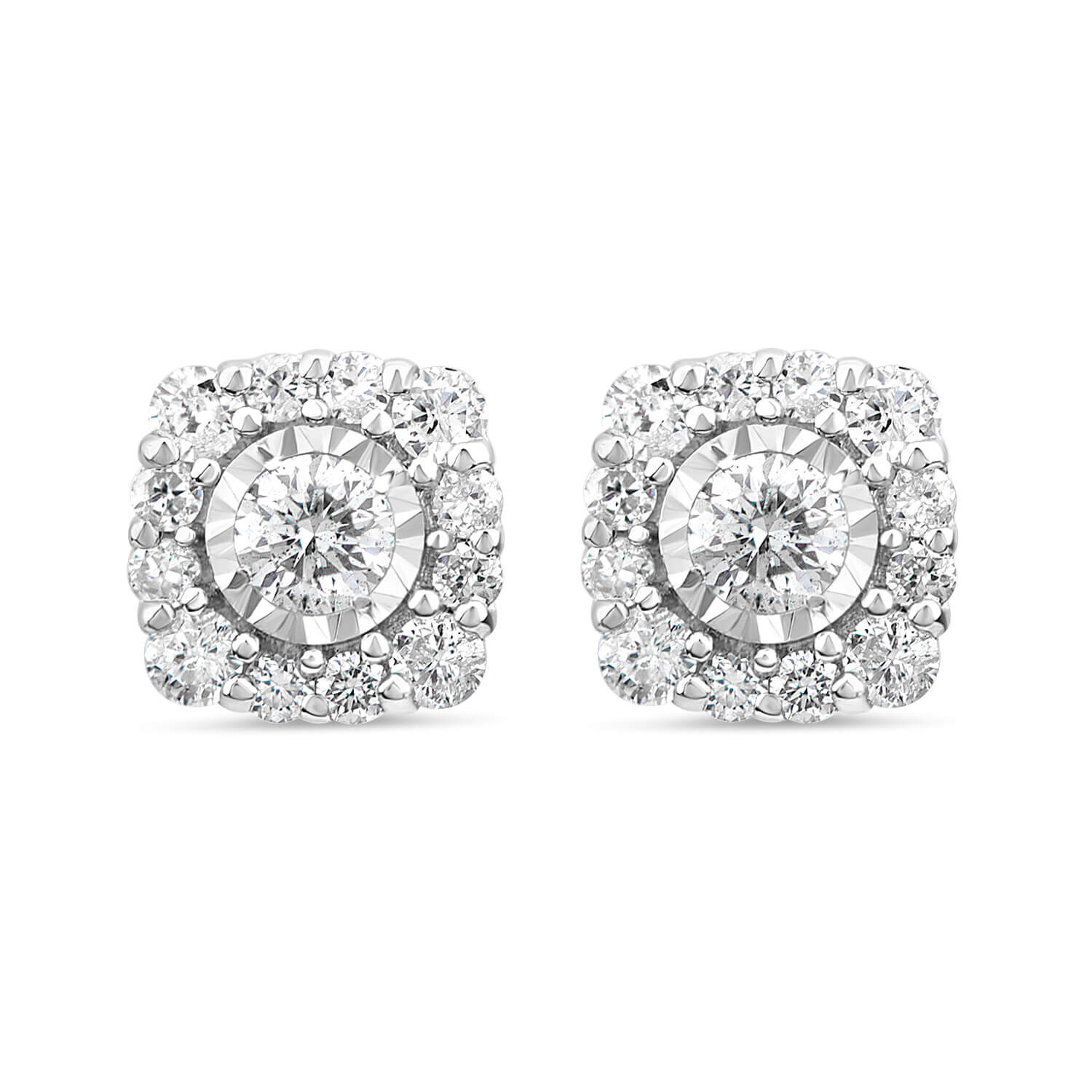 Square white gold diamond cheap earrings