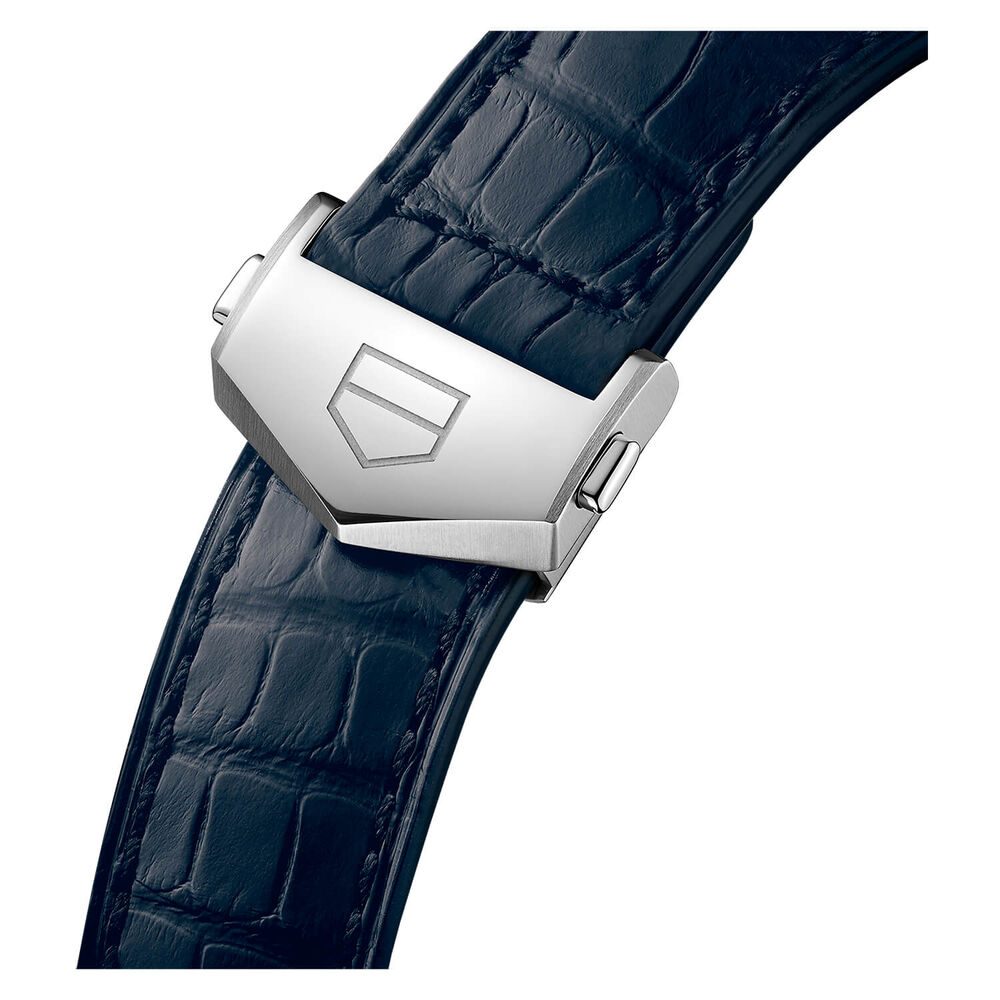 TAG Heuer Carrera Date Automatic 39mm Blue Dial Steel Case Blue Alligator Strap Watch image number 4