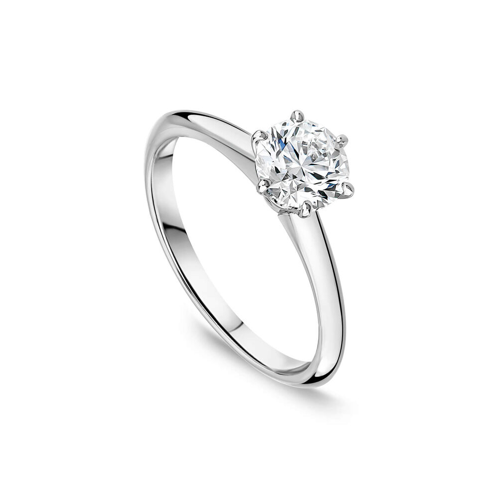 Platinum 0.90ct Round Diamond Six Claw Solitaire Ring image number 0