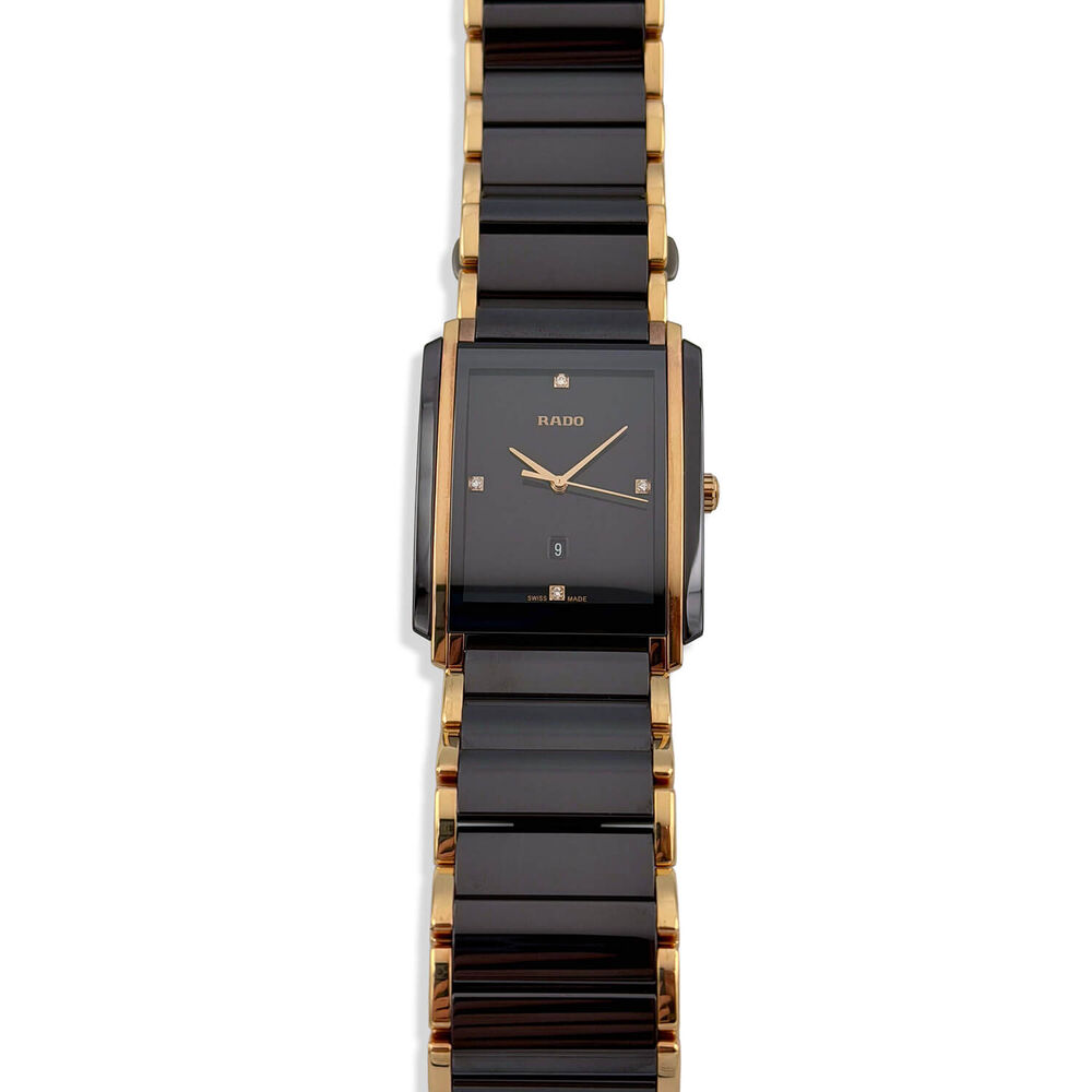 Pre-Owned Rado Integral 31mm Black Dial Diamond Dots Brown Ceramic Watch