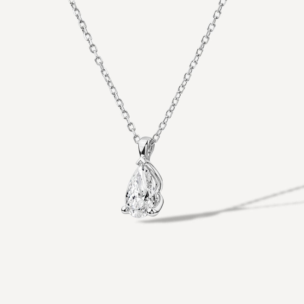 Born 9ct White Gold 0.50ct Lab Grown Pear Diamond Pendant image number 1