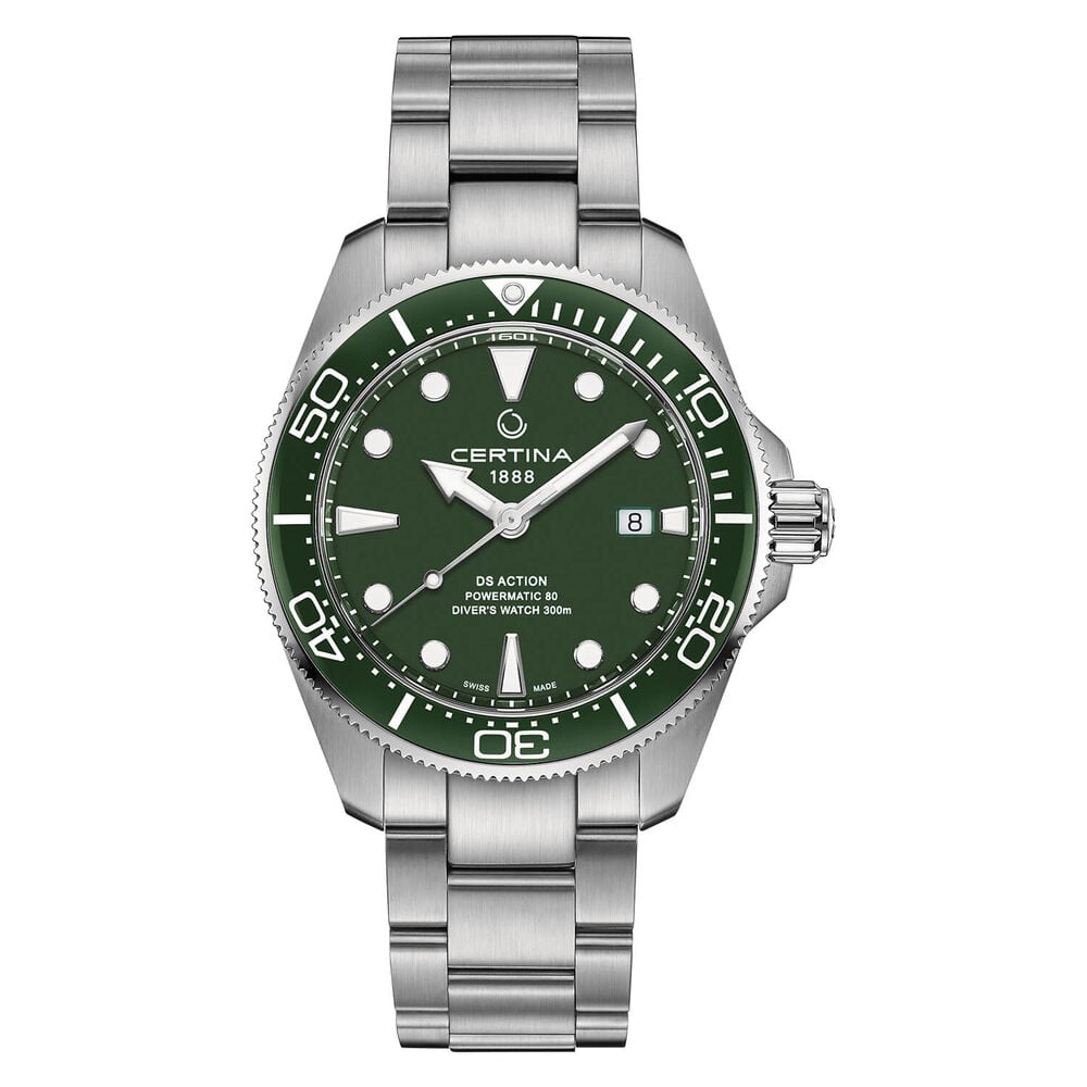 Certina DS Action Diver 43mm Green Dial Steel Case Bracelet Watch