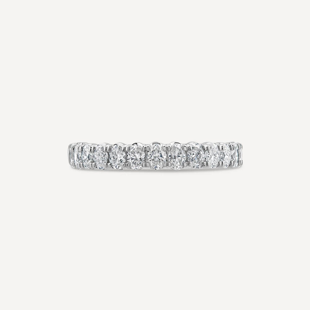 Platinum 0.90ct 3/4 Oval Diamond Anniversary Band Ring image number 1