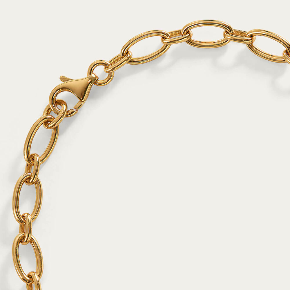 Sterling Silver Yellow Gold Plated Vermeil Oval Sapphire Lab Grown Diamond Set Link Bracelet