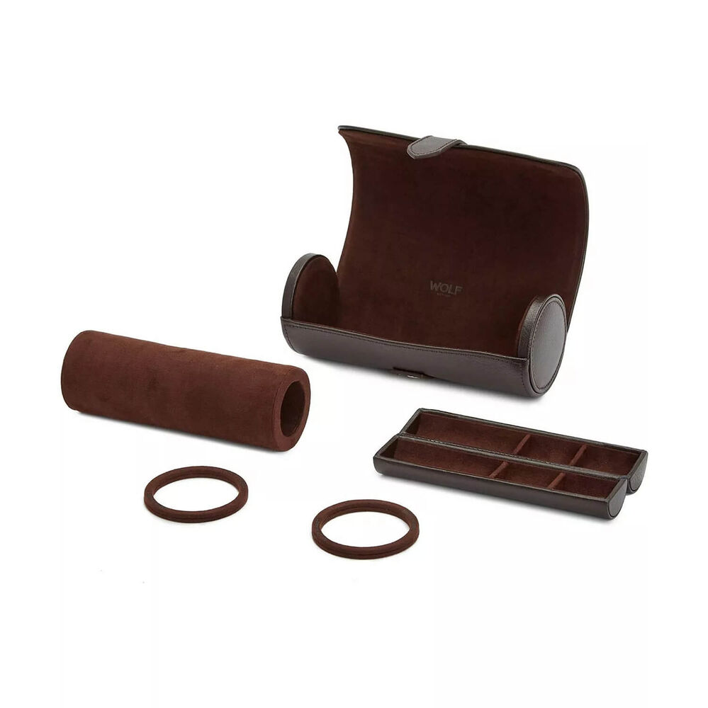 WOLF Blake Brown Triple Watch Roll With Capsule